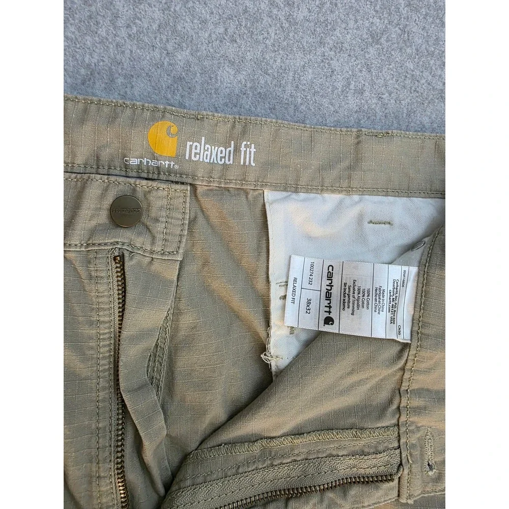 Carhartt Relaxed Fit Tan Canvas Cargo Pants Workwear Mens 38x32